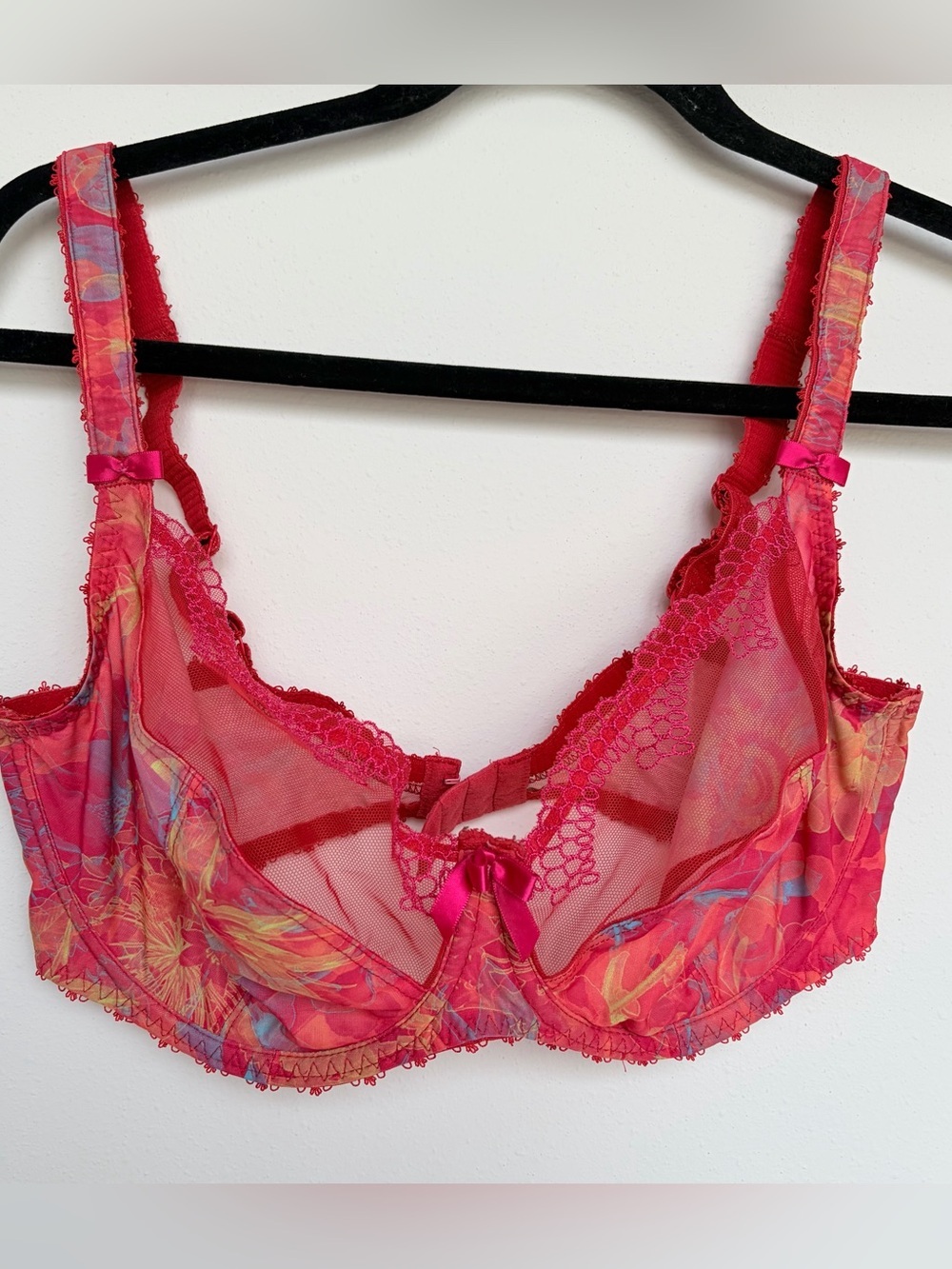 Freya Red Tropics Underwire Plunge Paradise Bra 34FF Plunge Balcony Semi Sheer - Picture 2 of 8